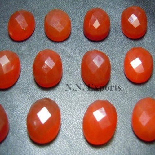 Red Onyx Rose Cut Oval Gemstone