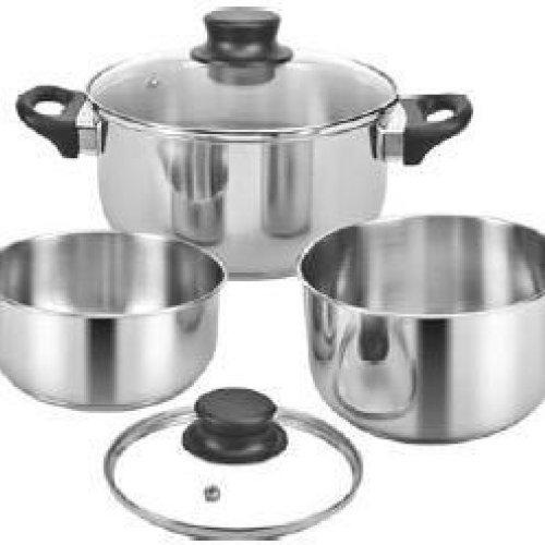 Stainless Steel Platinum Induction Bottom 5 Pcs Cookware Set