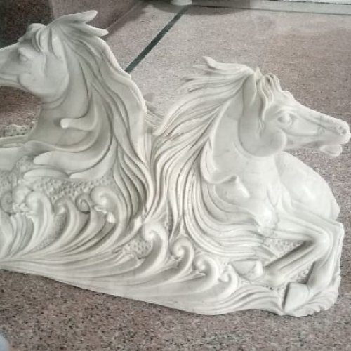 Marble Horse Head Statue