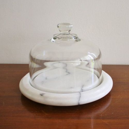Marble Cheese Dome with Glass Natural Marble Handcrafted in India Tableware Homeware Tools and Accessories