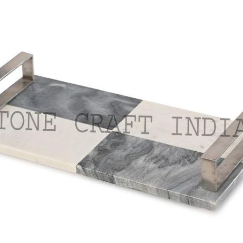 Marble Trays with Metal Handles