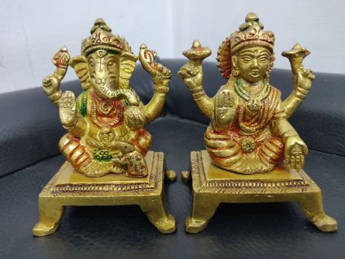 4 Inch Brass Laxmi Ganesh Ji Statue