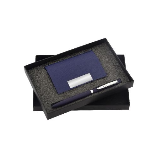 NAVY CARDHOLDER AND PEN GIFT SET