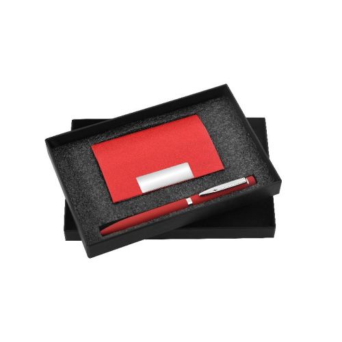 RED CARDHOLDER WITH  PEN GIFT SET