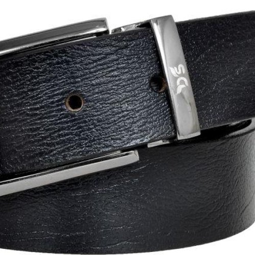 Men Black Formal Textured Leather Belt