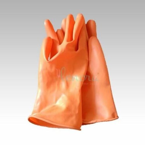 Latex Non-Powdered Orange Rubber Hand Gloves