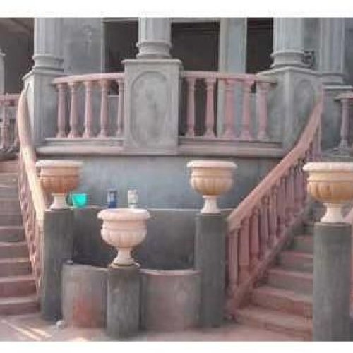 Agra Red Stone Railing Pillar