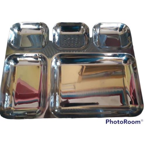 Stainless Steel 5 in 1 Compartment Dinner Plate