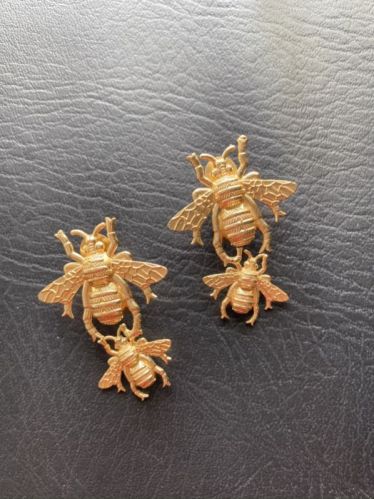 Gold Plated Bee Brass Earrings