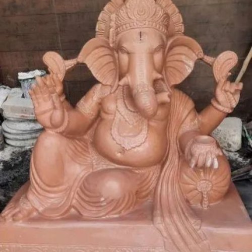 Red Marble Ganesha Statue