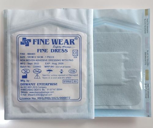 10 X 10CM NON WOVEN ADHESIVE DRESSING PAD