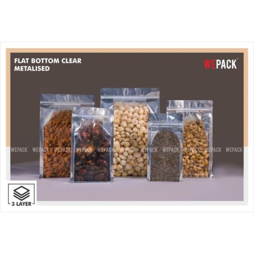 Clear Metalized Flat Bottom Stand Up Zipper Pouch