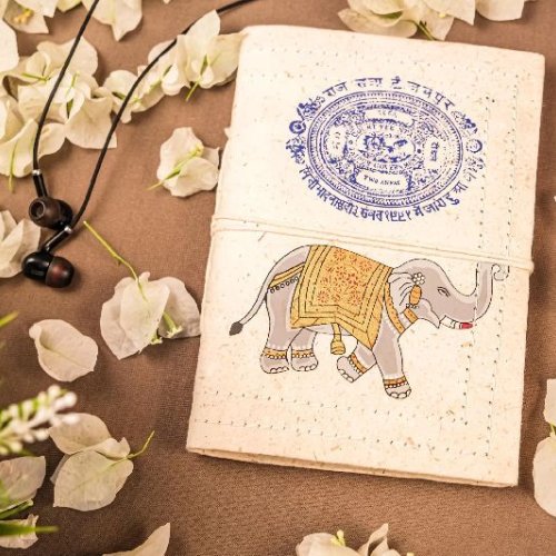 Elephant Print Cotton Paper Diary -  Set of 3