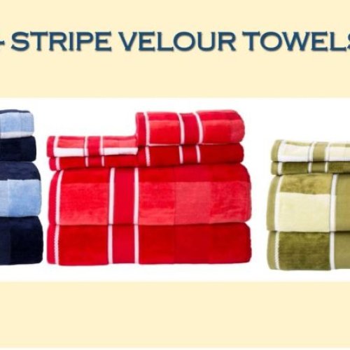 Cotton K-Stripe Velour Towels