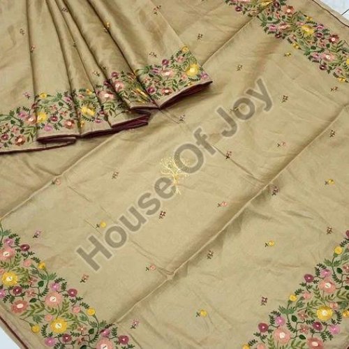 Embroidered Tussar Silk Saree