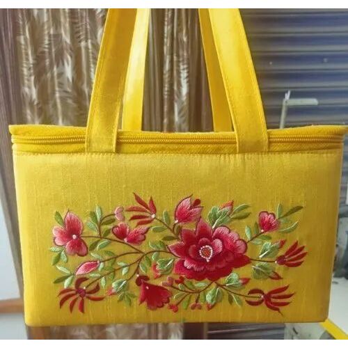 Yellow Embroidered Hand Bag