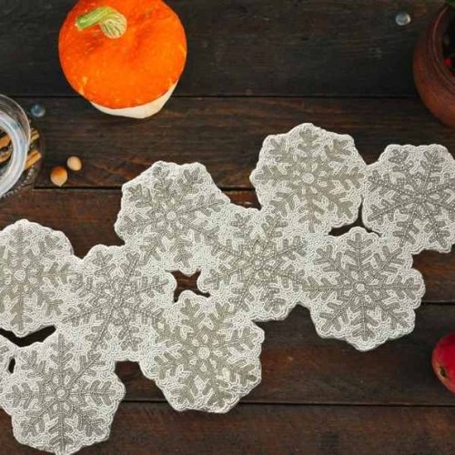 Handmade Christmas Beaded Embroidery Table Runner