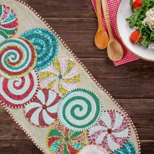 Handmade Colorful Festival Beaded Table Runner