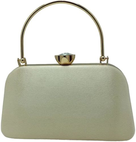 Beige Velvet Clutch Bag
