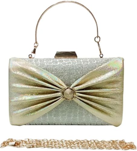 Cream Shiny Velvet Clutch Bag
