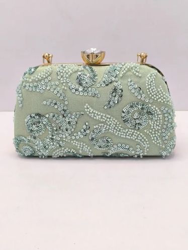 Embroidery Green Velvet Clutch Bag