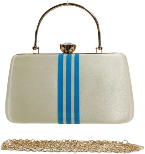 Fancy Cream Resin Velvet Clutch Bag
