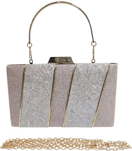Girls Beige Shinny Resin Clutch Bag