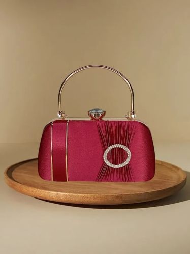 Girls Maroon Velvet Clutch Bag