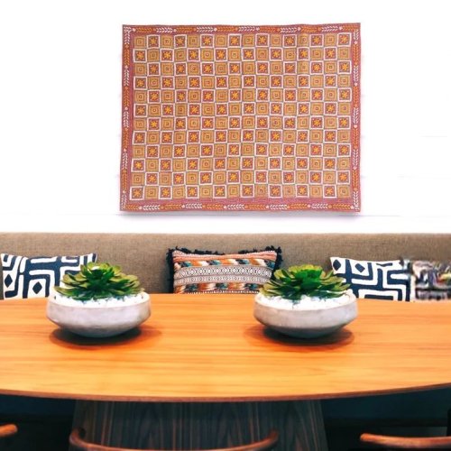 Vintage art Indian Nakshi Kantha Tapestry Wall Hanging