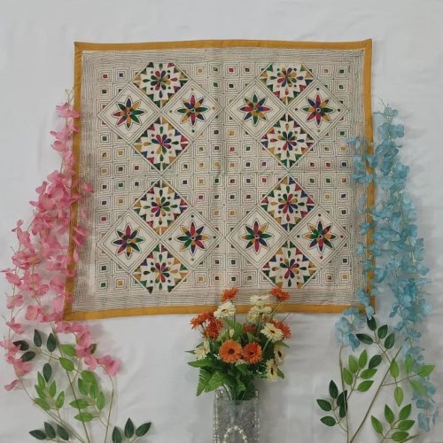 Handmade Indian Nakshi Kantha Tapestry Wall Hanging
