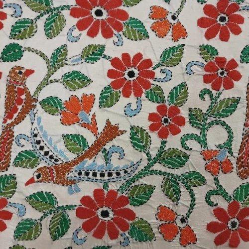 Handmade Vintage Art Indian Nakshi Kantha Tapestry Wall Hanging