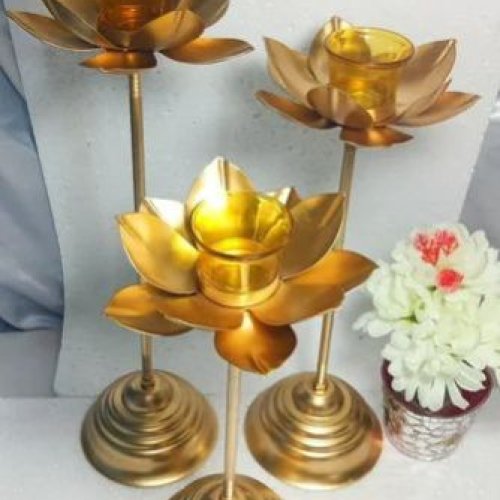 Flower Golden T-light Holder