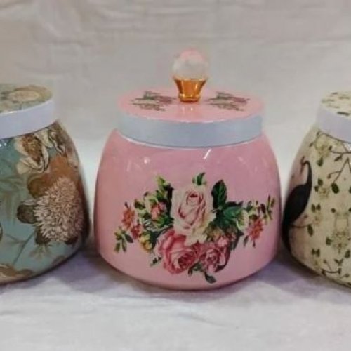 Hand Painted Enamelware Candies Jar