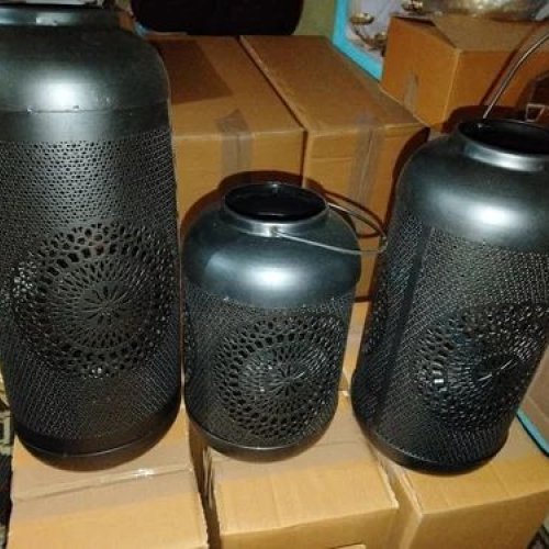 LED Hurricane Iron Black Electric Lantern