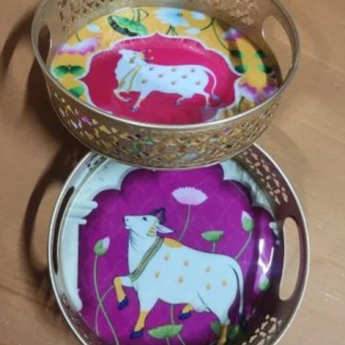 Metal Gifting Pichwai Printed Tray
