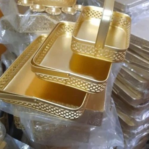 Square Gold Metal Basket