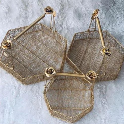 Wire Mesh Golden Basket