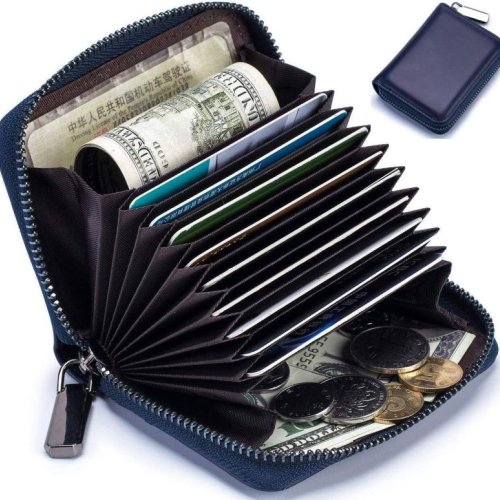 Cow Nappa Leather Bifold Round Zipper Wallet