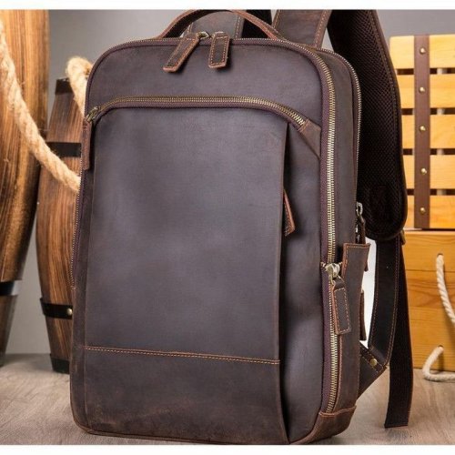 Genuine Cow Hunter Leather Laptop Backpack