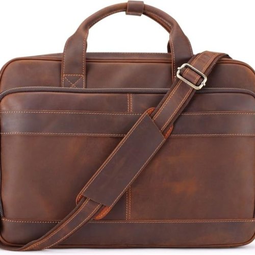 Mens Genuine Hunter Leather Crossbody Messenger Bag