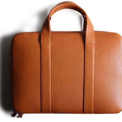 Mens Tan Genuine Leather Laptop Bag