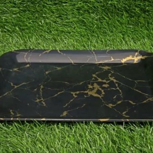 Melamine Black Printed Tray