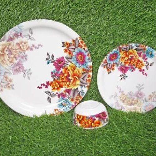 Melamine Designer Flower Printed Plate Set