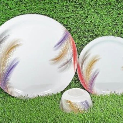 Melamine Feather Printed Plate Set