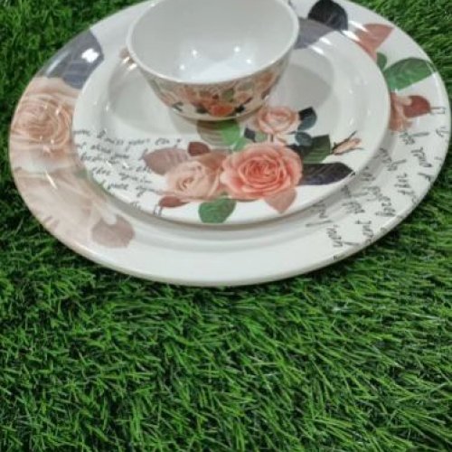Melamine Floral Printed Plate Bowl Set