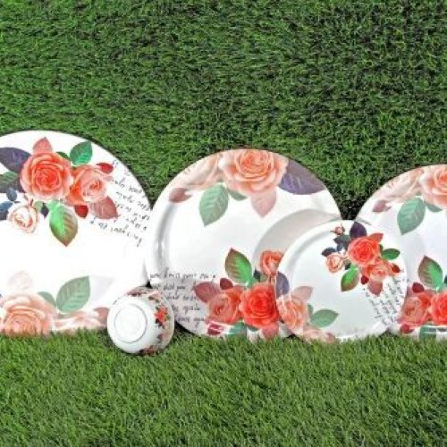 Melamine Flower Printed Plate Set