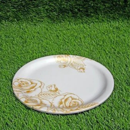 Melamine Golden Flower Printed Dinner Plate