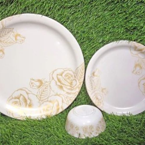 Melamine Golden Flower Printed Plate Set