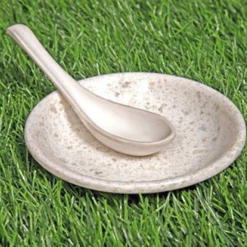 Melamine Marble Plate and Spoon Set