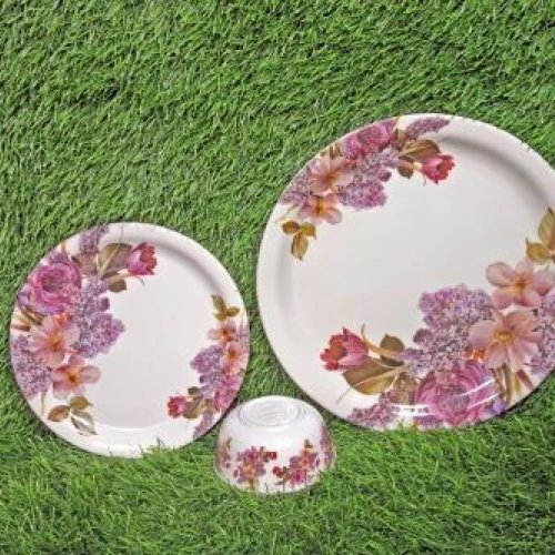 Melamine Multicolor Floral Printed Plate Set
